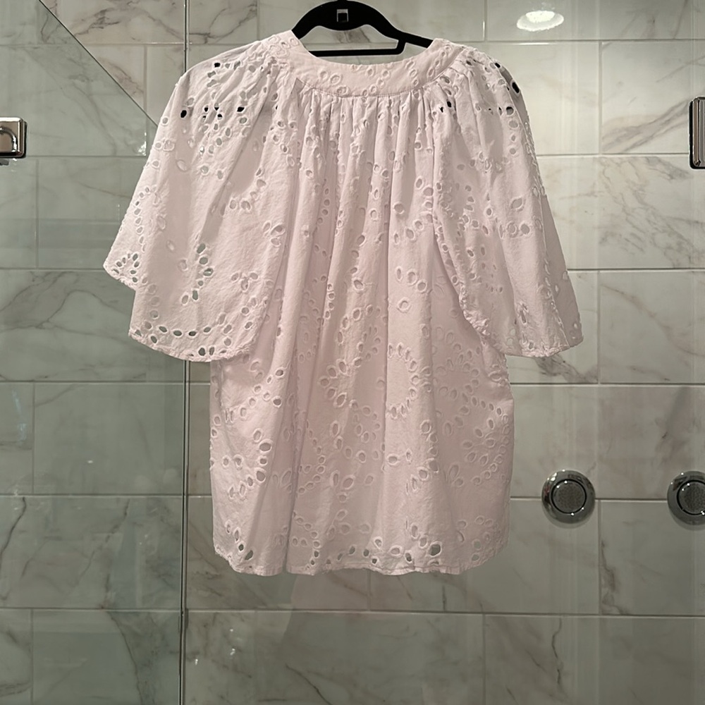 Tuckernuck White Eyelet Finley Flutter Sleeve Shirt - Picture 5 of 9